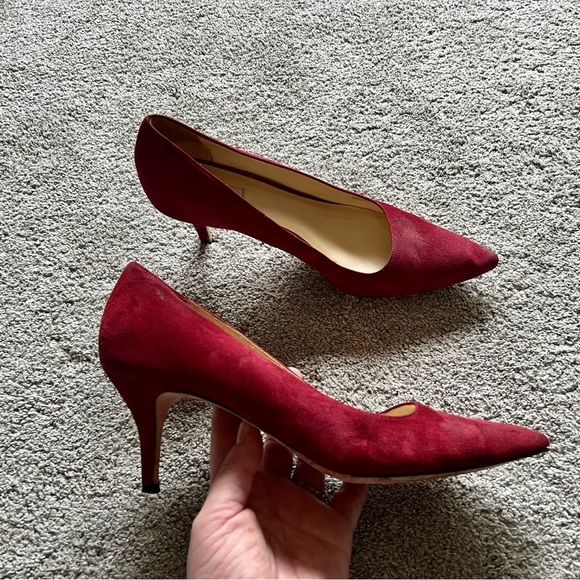 Cole Haan Grand.OS Size 9.5 B Burgundy Pointed Toe Pump Suede Leather Heels - Picture 1 of 8